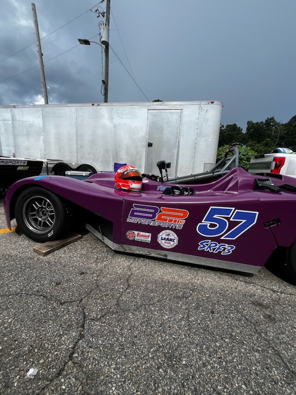 B2 Motorsports paddock at Road Atlanta in the rain on Thursday