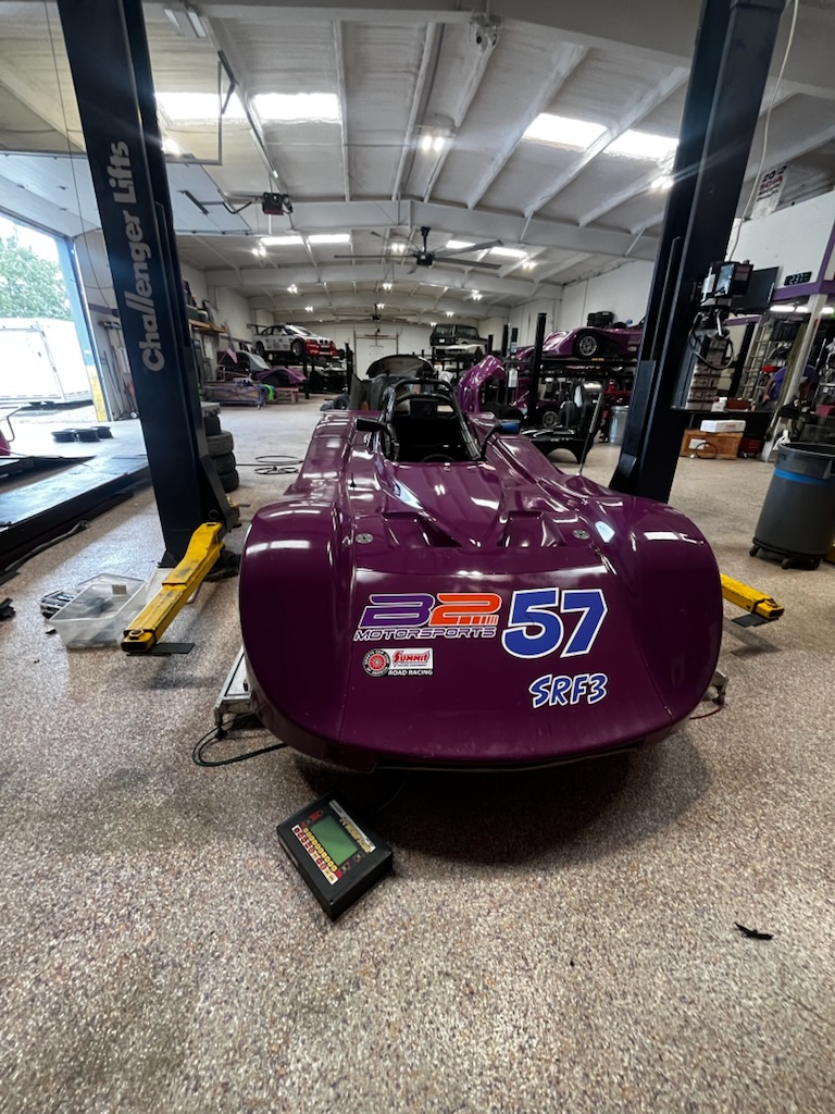 Chassis 641 Spec Racer Ford on the shop scales