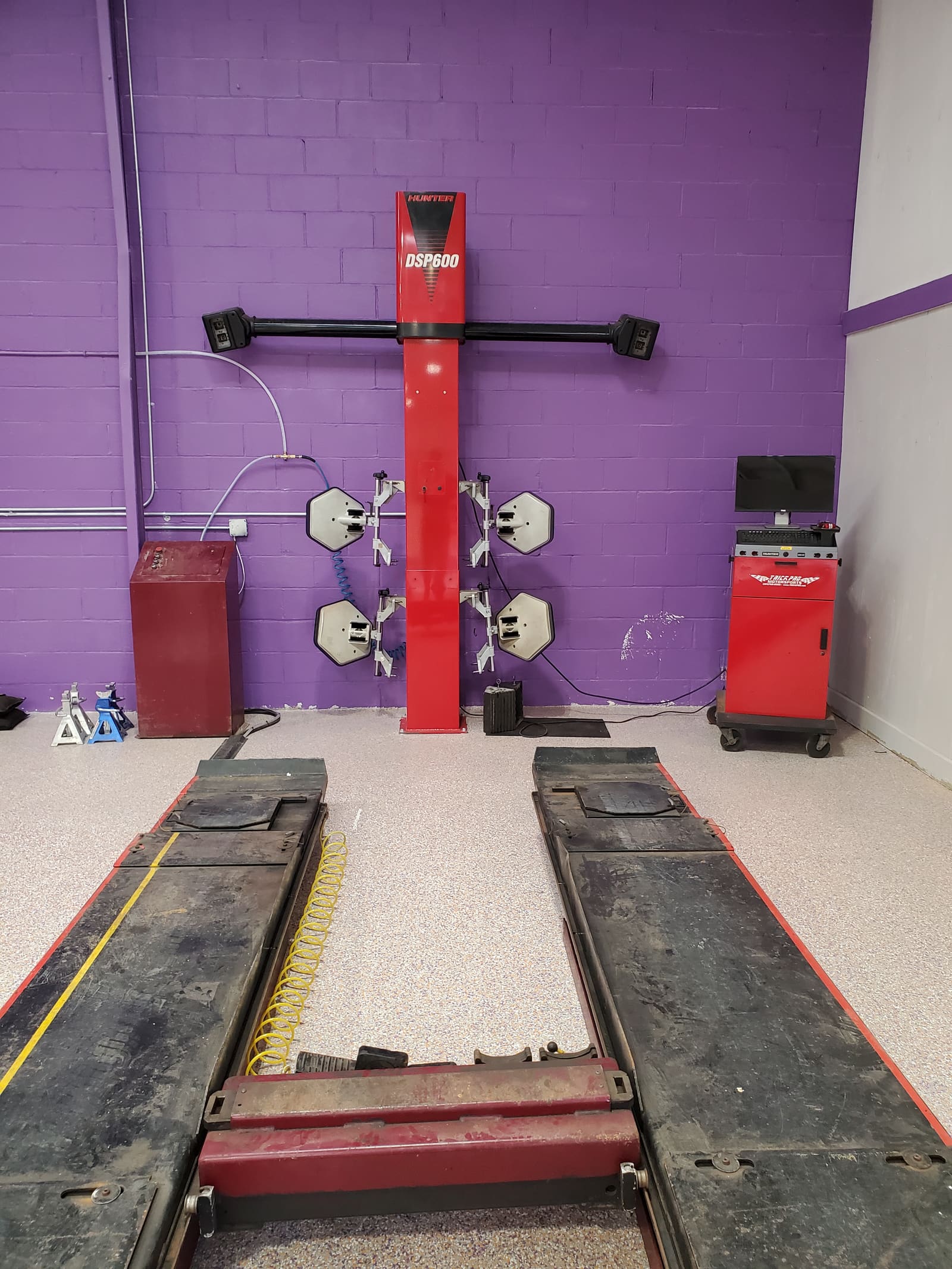Hunter alignment rack in the B2 Motorsports DIY garage