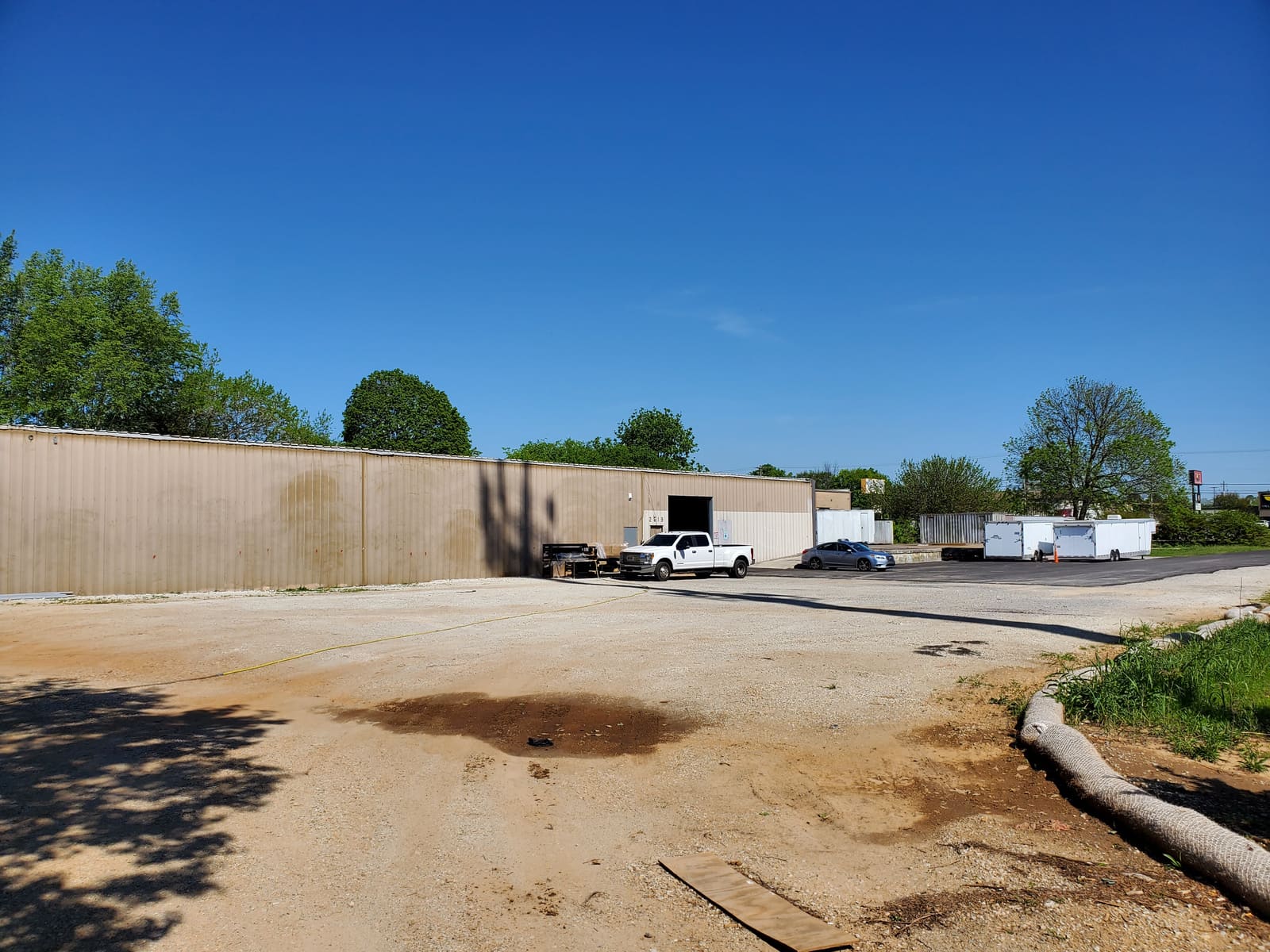 B2 Motorsports building exterior in Huntsville showing the address by the door